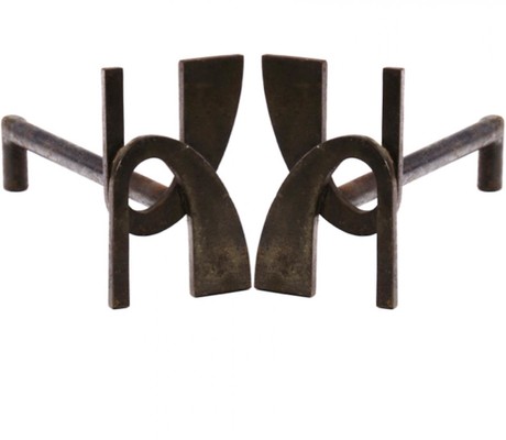 Alpha shaped stunning pair of wrought iron andirons