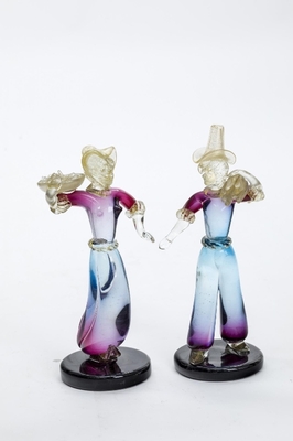 Archimede Seguso rare pair of solid murano glass farmer couple