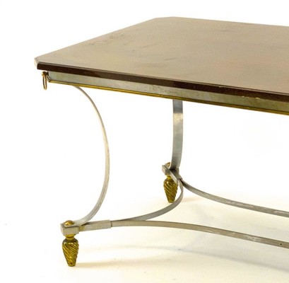  Maison Jansen  dinning table with metal base and bronze accent