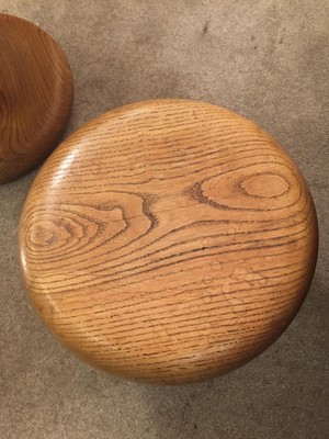 Mushroom shaped awesome rarest pair of 50s oak stools