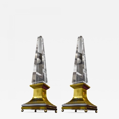 Obelisk french lucite lighted lamps