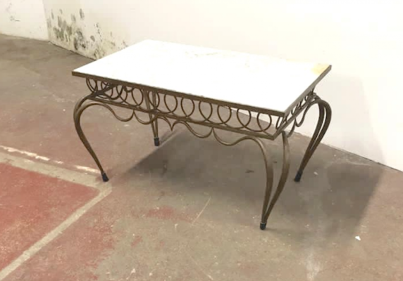 Rene Prou superb rare gold leaf wrought iron coffee table