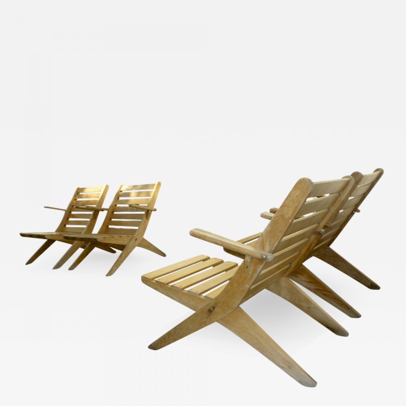 Set Of Four Folding Lounge Chairs Galerie Andre Hayat Recent