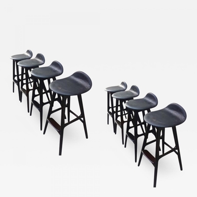 Erik Buch Rare Set of 8 Bar Stools