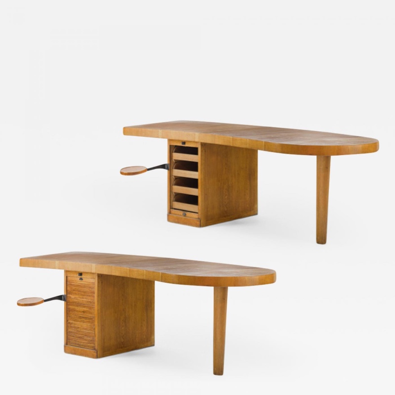 French Modernist Boomerang Shaped Architect Desk Desk Tables
