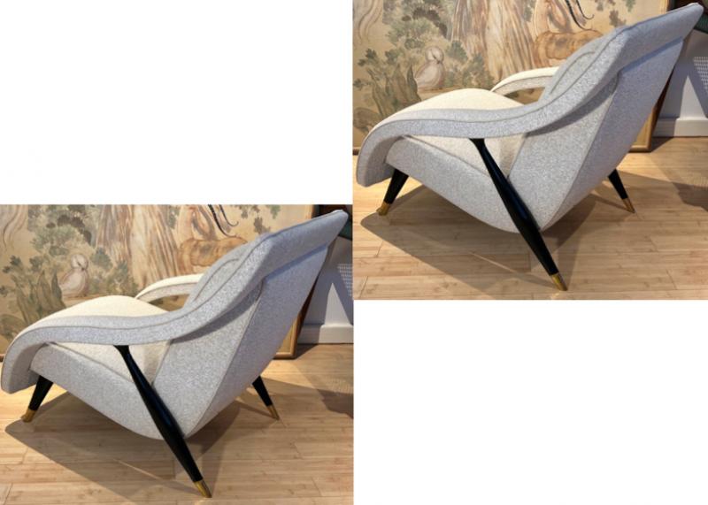 Ico Parisi Attributed rarest pair of dynamic lounge chairs