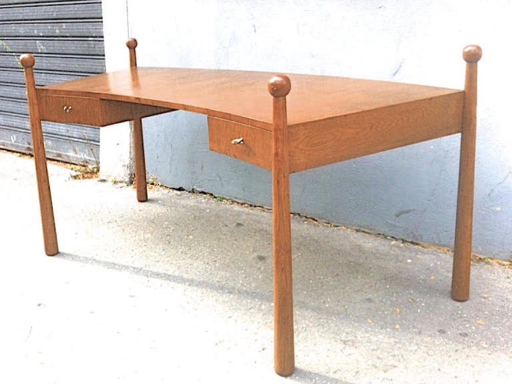 Jean Royère Documented Oak Curved Desk Model 