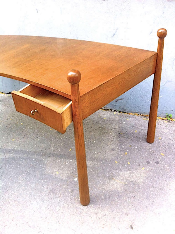 Jean Royère Documented Oak Curved Desk Model 