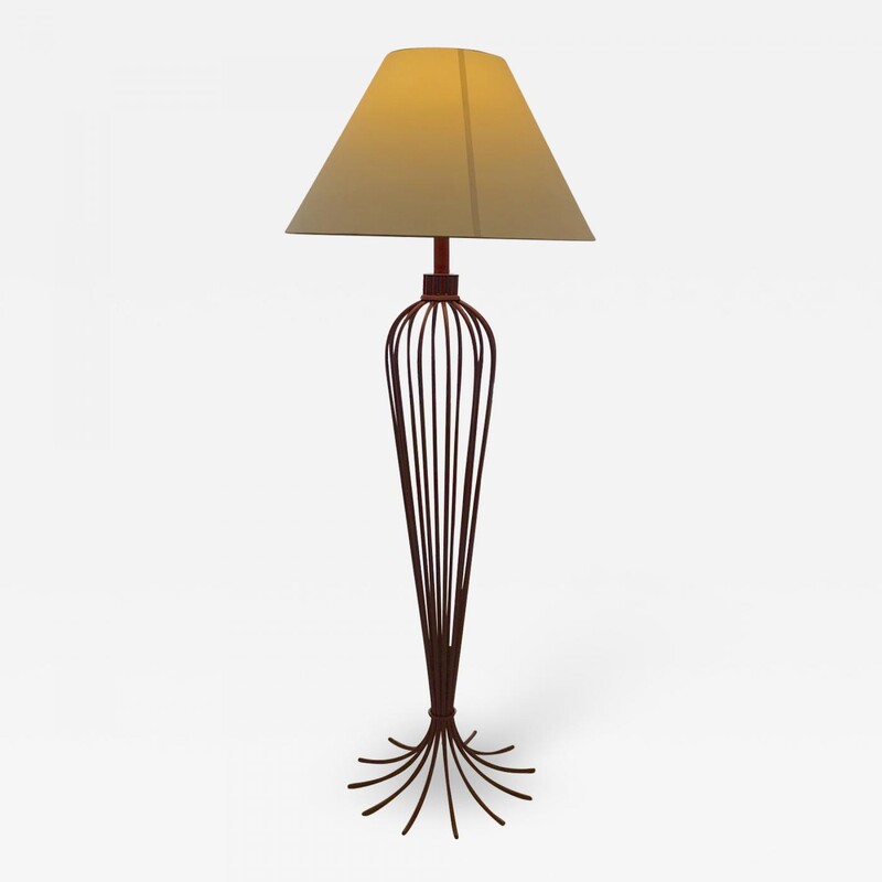 Jean Royere documented red floor lamp model 