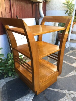 Jean Royère Pair of Two-Tier Bedsides or Side Tables in Oak