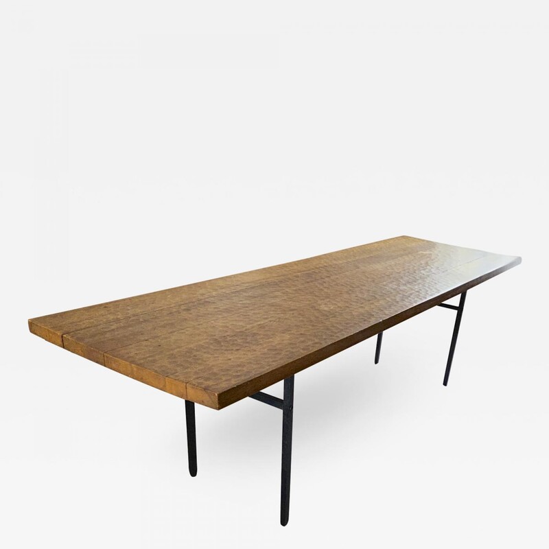 Jean Touret for Ateliers de Marolles longest rarest stamped dinning table