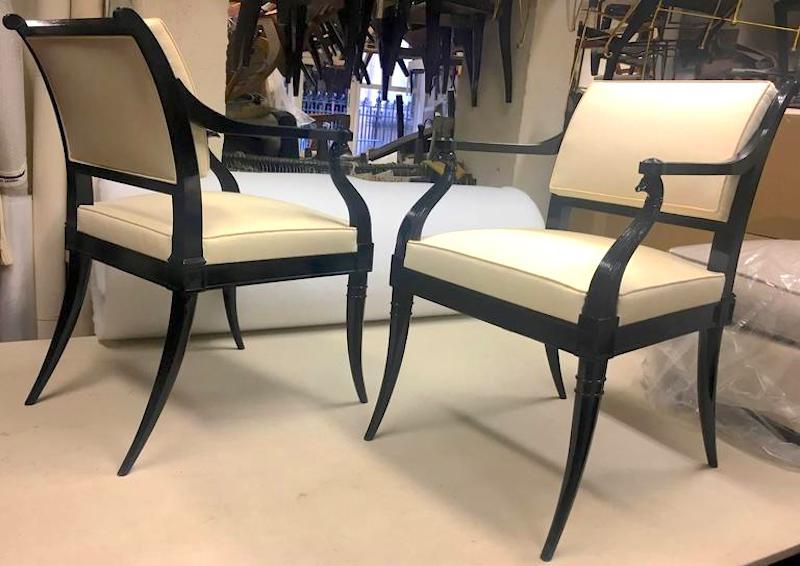 Maison Jansen Chicest Black Neoclassic Pair of Armchairs