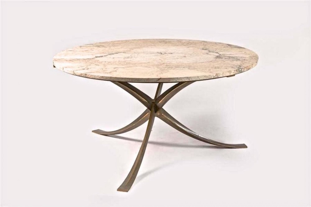 Michel Mangematin superb gold bronze and marble dinning table