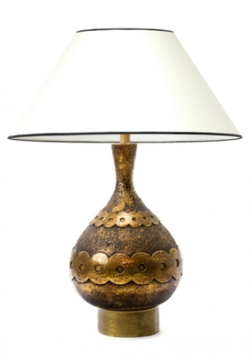 Spectacular gold ceramic fifties table lamp